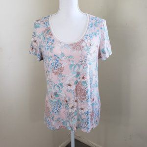 Tommy Hilfiger Tropical Floral Print Short Sleeve T-Shirt Size Medium